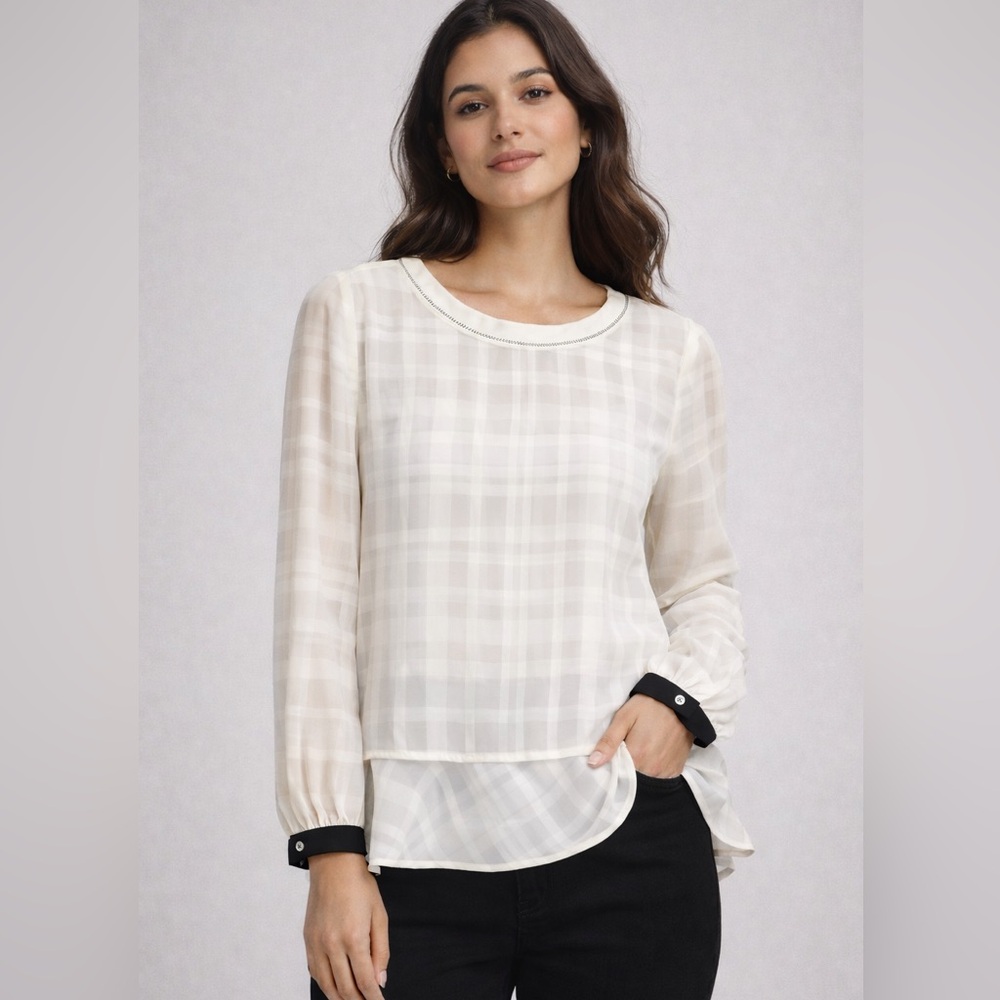 Loft Sheer Plaid Ruffle Hem Top
Loft Top